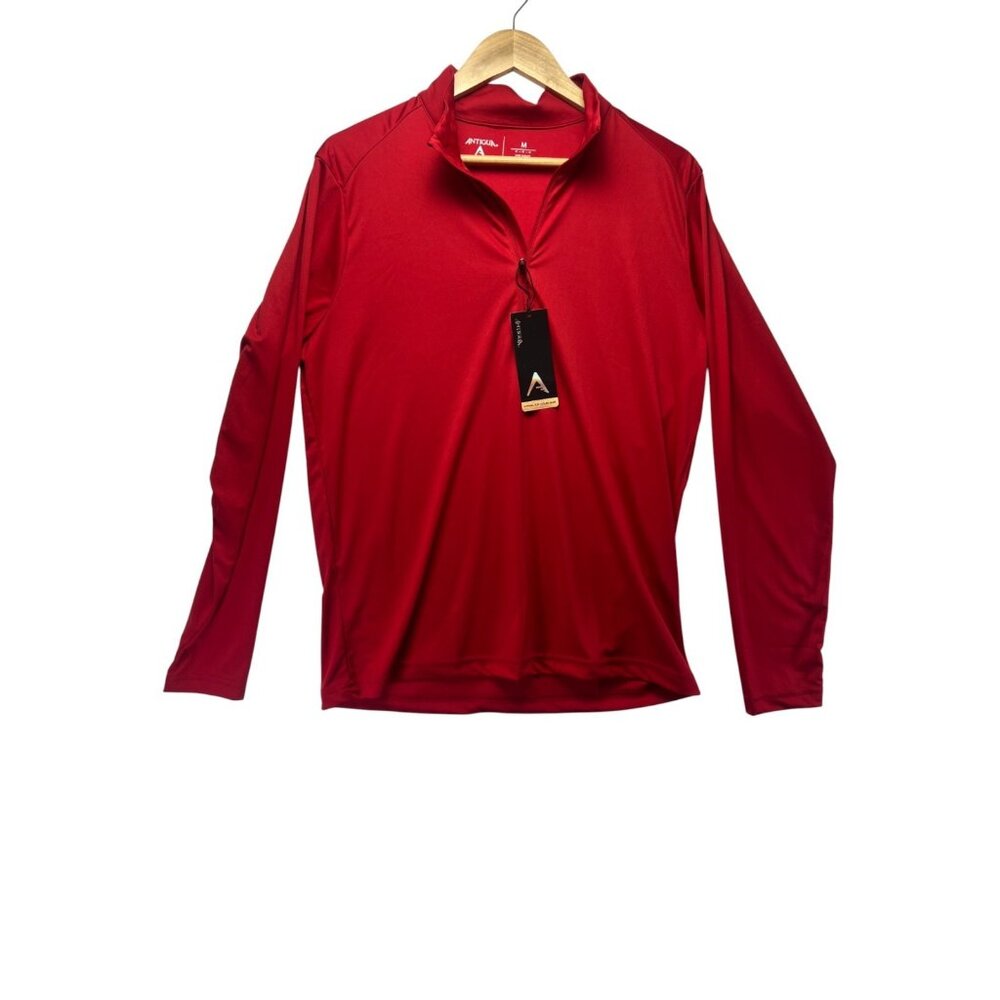 Antigua Men’s Red Quarter Zip Performance Pullover Golf Activewear SZ M NWT